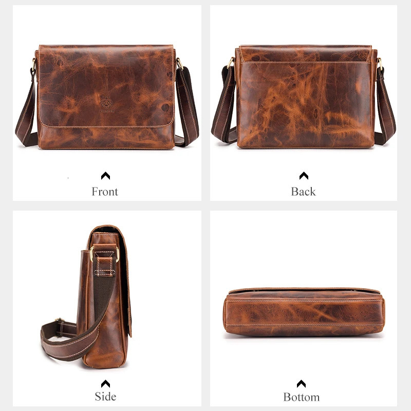 SCHLATUM 100% genuine leather mens shoulder bag messenger cross body small ner handbag Bolso Male 250326