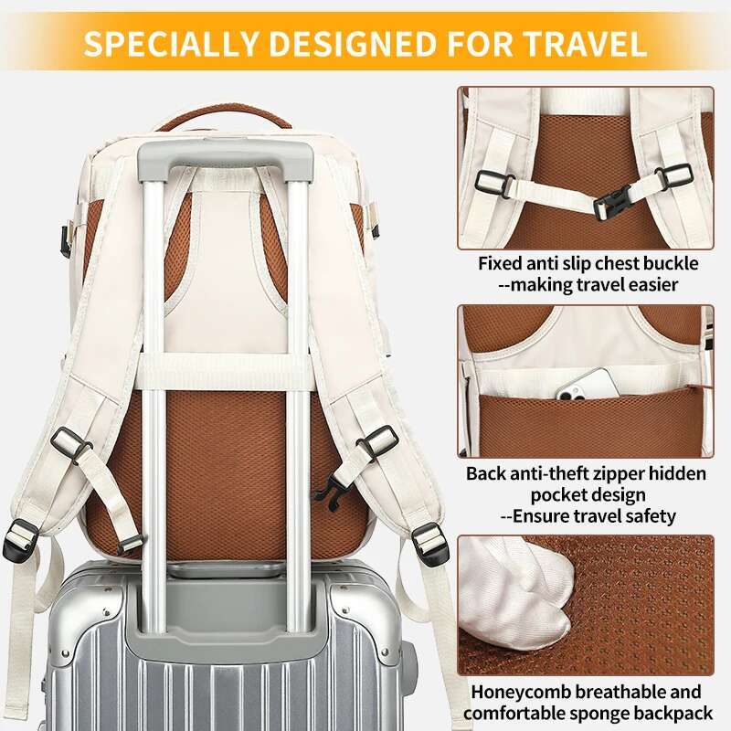 Travel 40X20x30 Cabin Plane Waterproof Expandable Weekender Laptop With USB Port Ryanair Carry-On Women Men Backpack