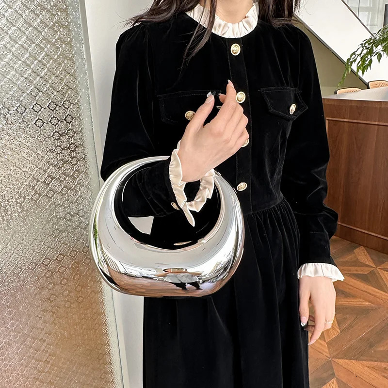 MOODS Gold Evening Dress Womens Handbag PVC Wrist Bag Dinner Party Wedding Round Handle Clutch Wallet y ner 250326