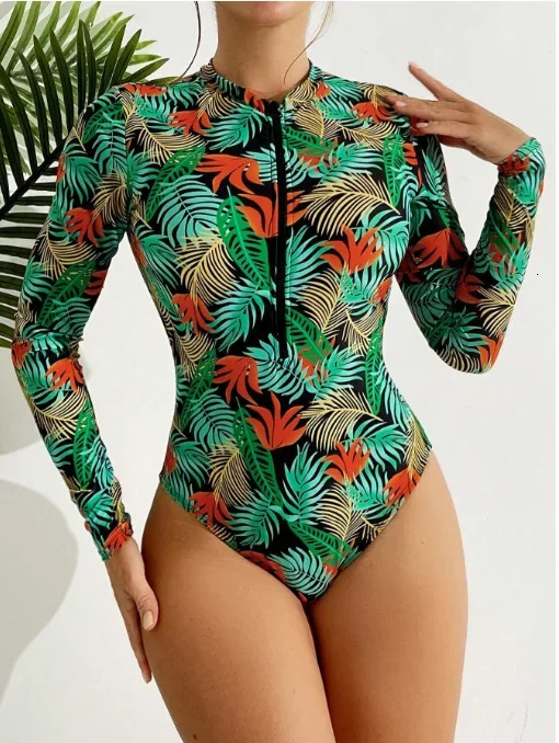 Womens sexy onepiece swimsuit printed surfing suit beachwear fashionable bikini womens 250321