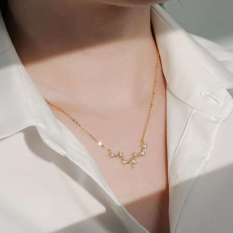 Anziw The Big Dipper Necklace Star D Moissasnite Pendant for Women Real S925 Silver Adjustable Chain Wedding Charm Jewelry Gift