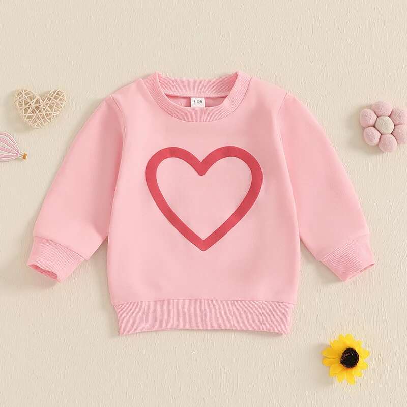 Ddmyshoesvip Girls Heart Print Sweatshirt With Long Sleeves Cozy Pullover Autumn Adorable Toddler Top For Cute Fall Outfit