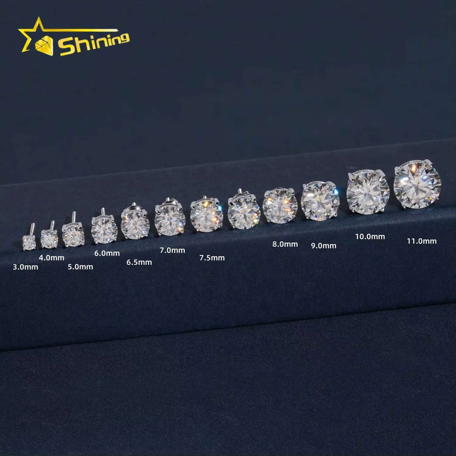 Fashion Jewelry 4 Prongs Classic 5mm 6.5mm 8.0mm 925 Sterling Silver D Color Solitaire Moissanite Diamonds Stud Earrings
