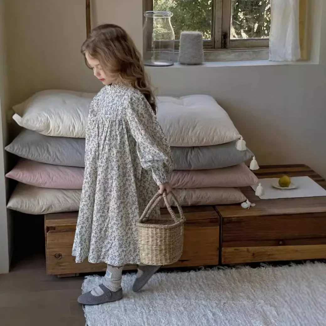 Girls dress spring/summer new Korean childrens long sleeved French princess floral dress sweet simple and loose 2024 W250326
