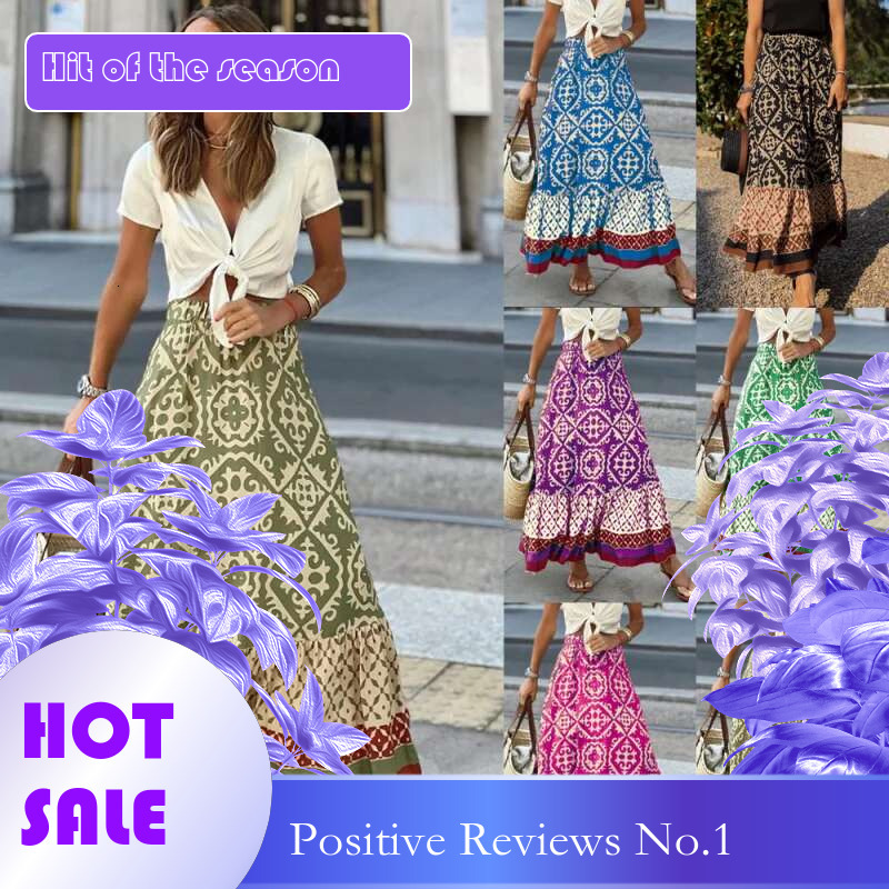 Dongdumaoyi Zomer Nieuwe Print Losse Patchwork Damesmode Uitlopende Rok C