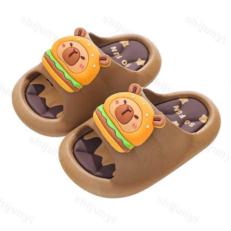 Slipper Capybara slippers childrens bathroom sandals 2025 summer non slip cartoon slippers elastic rotating platform childrens slippers S25326