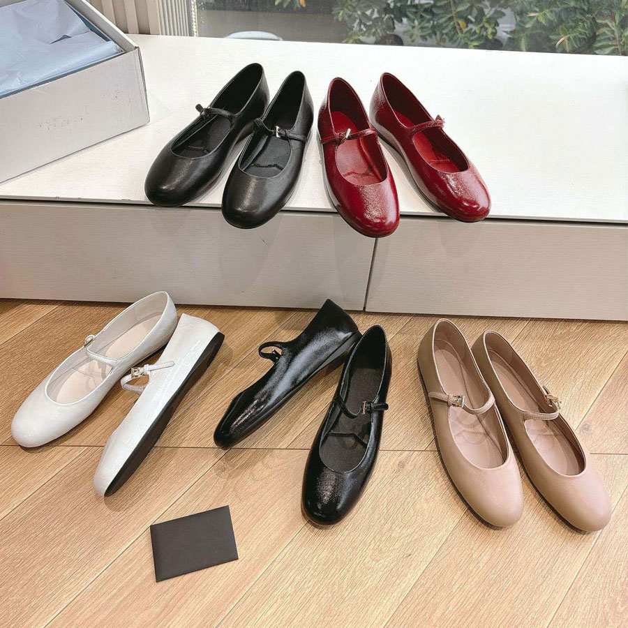 Top quality silk Round toe Mary Jane shoes Ballet flats with a strap Women's flat loafers dress shoes Real leather ballerina Flat Luxury designer shoe womens Factory
