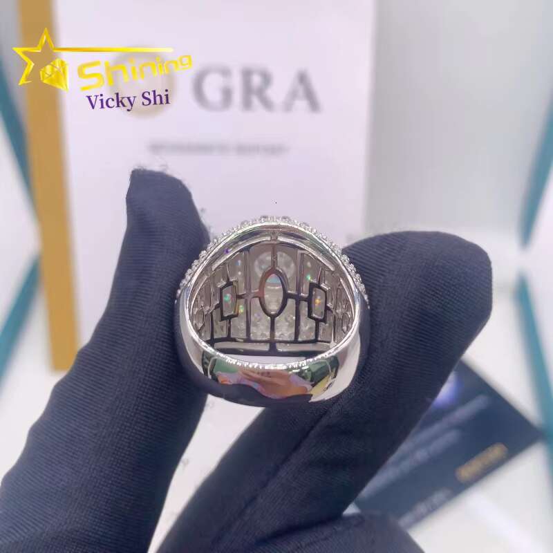 Shining Hip Hop Jewelry Rings GRA Certificated 925 Silver Iced Out VVS Moissanite Ring Custom Rings for Men
