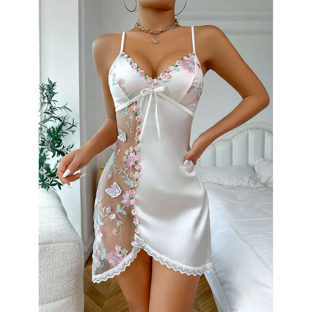 Factory Price Embroidery Paired With Pama Women's Perspective Sexy Pamas