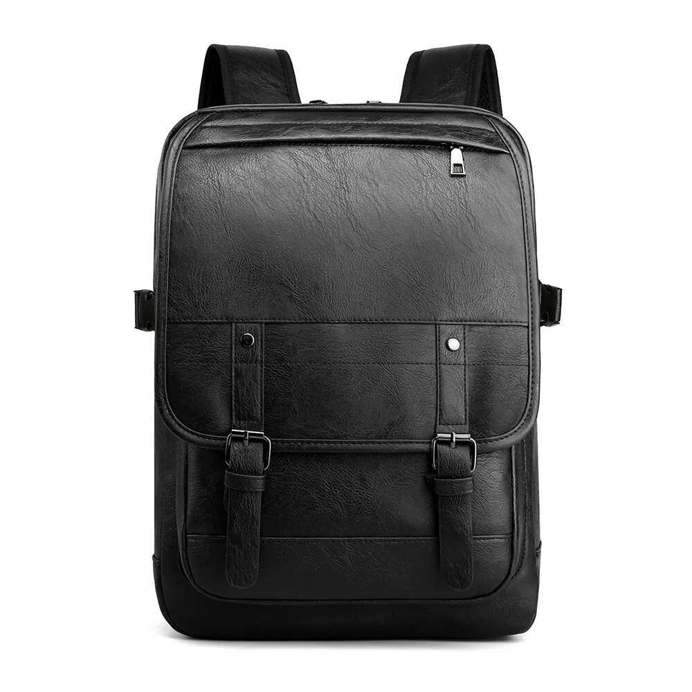 Tilorraine Traveg Business Men's PU Backpack Fashion Leisure Student Schoolbag Leather Vintage Shoulder Bag Men