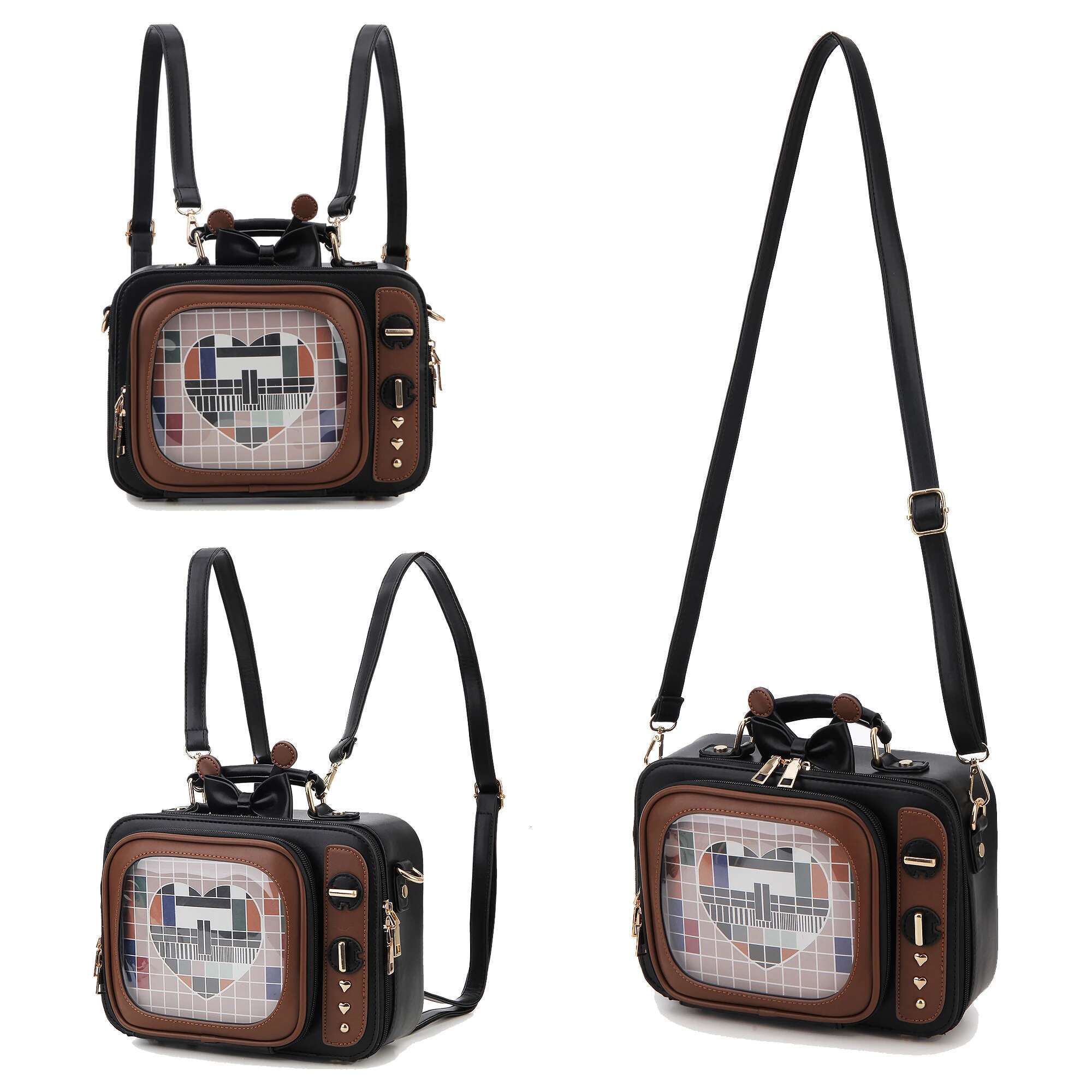 Novelty Tv Shape Retro Teion Women Shoulder Design Ita Backpack With Inserts Gilrs Crossbody Bag