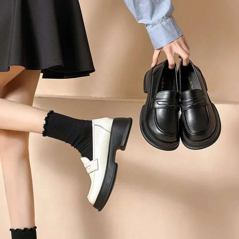 Women Slip-on Mary Jane Loafers New Lolita Girls Students Autumn JK Uniform Platform Cosplay High Heels Single Shoes
