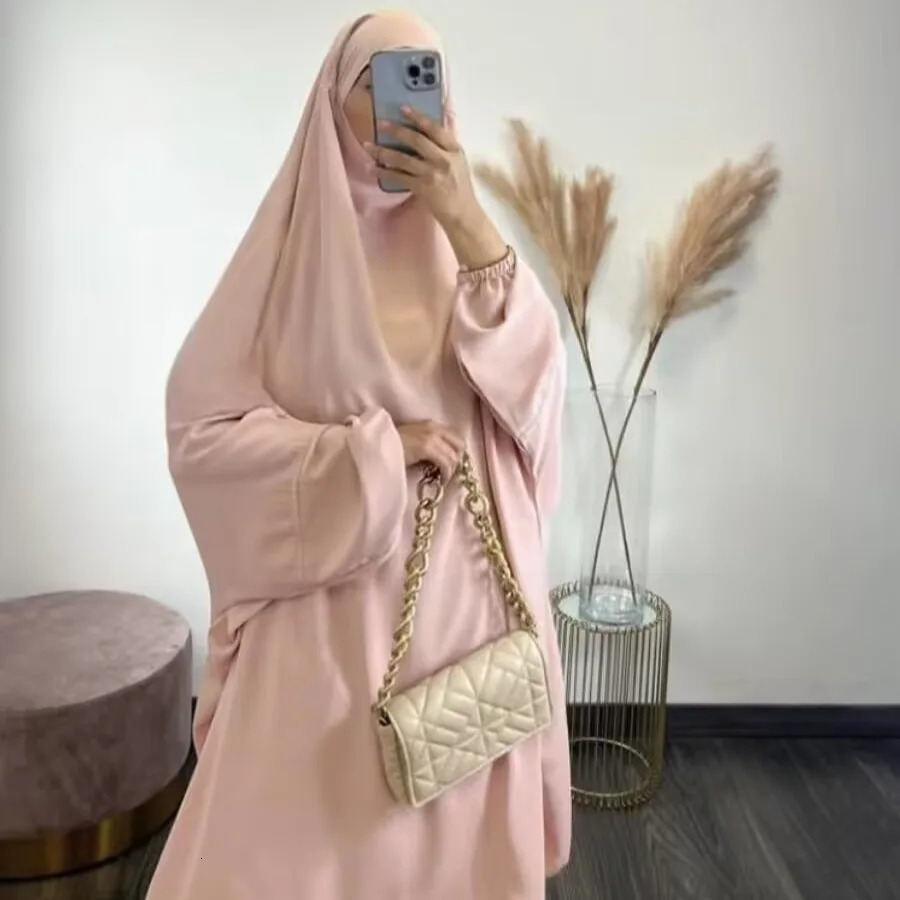 Abaya Muslim Womens Middle East plus Dubai Two Piece Set Full Coverage Robe Dress MU101 250326