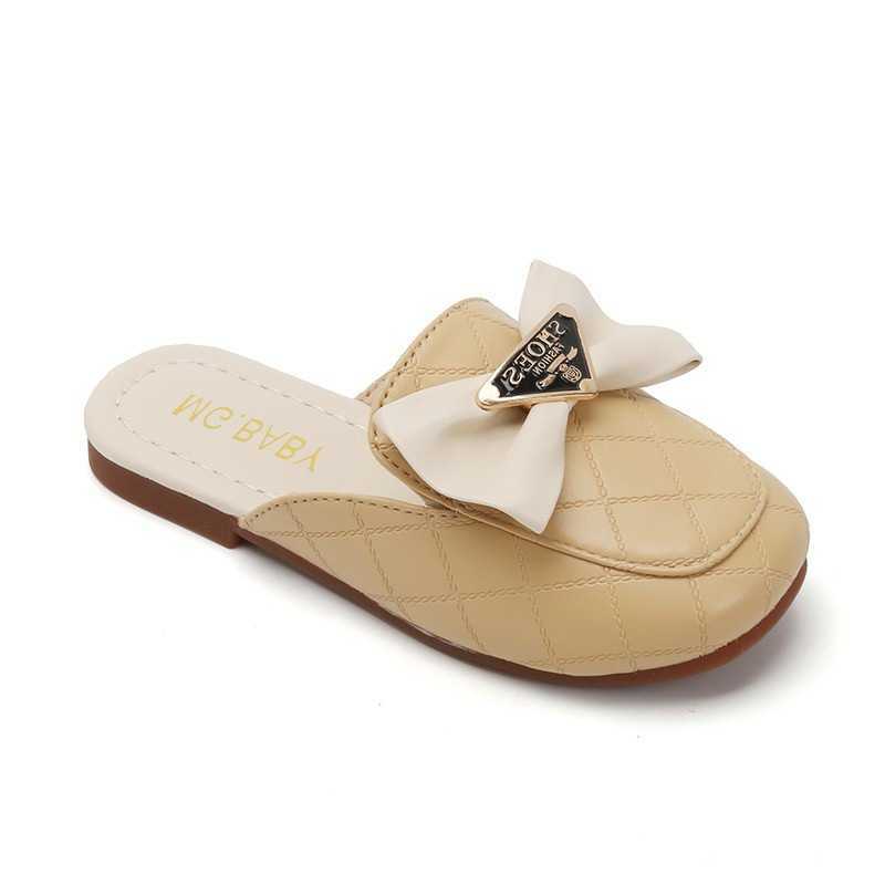 Slipper Girls Baotou slippers 2023 Spring and Autumn new soft soled leather shoes for wearing princess shoes fashionable middleaged childrens beach sh