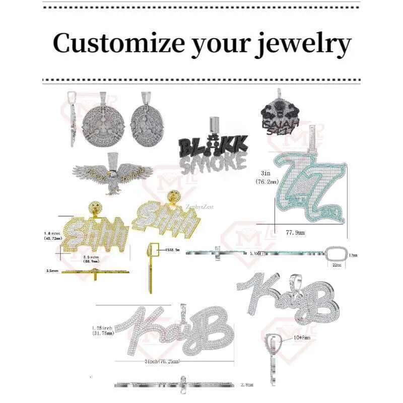 Hip Hop Cross Charm Baguette Cut VVS S Moissanite Cuban Chain With Pendant