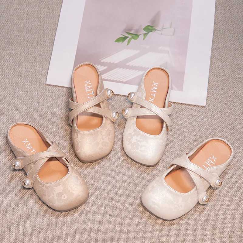 Slipper Baotou girl Chinese style slider girl 2025 Korean version Little Princess soft soled comfortable leather shoes S25326