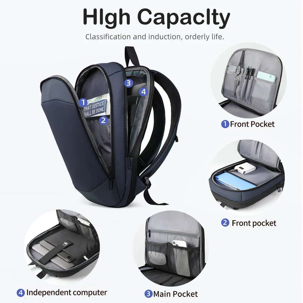 Hcankcan Business Men Expandable Travel Slim Casual 15.6 Inch Laptop Bag Waterproof Daily Work School Backpack