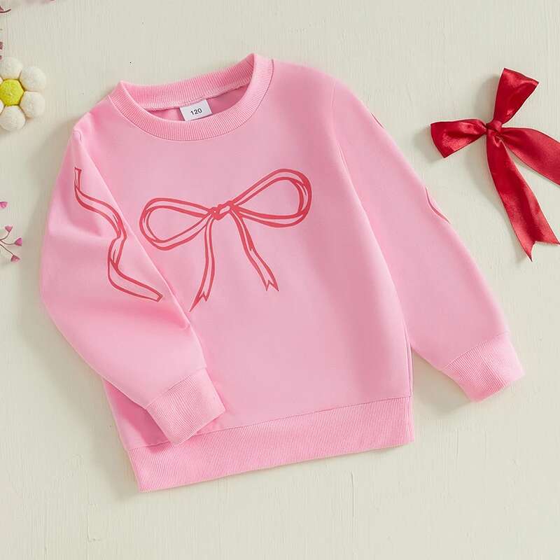Ddmyshoesvip Adorable Toddler Girl Hoodies With Lovely Bow Design Cozy Long Sleeve Round Neck Sweatshirts Kids Stylish Pullovers For
