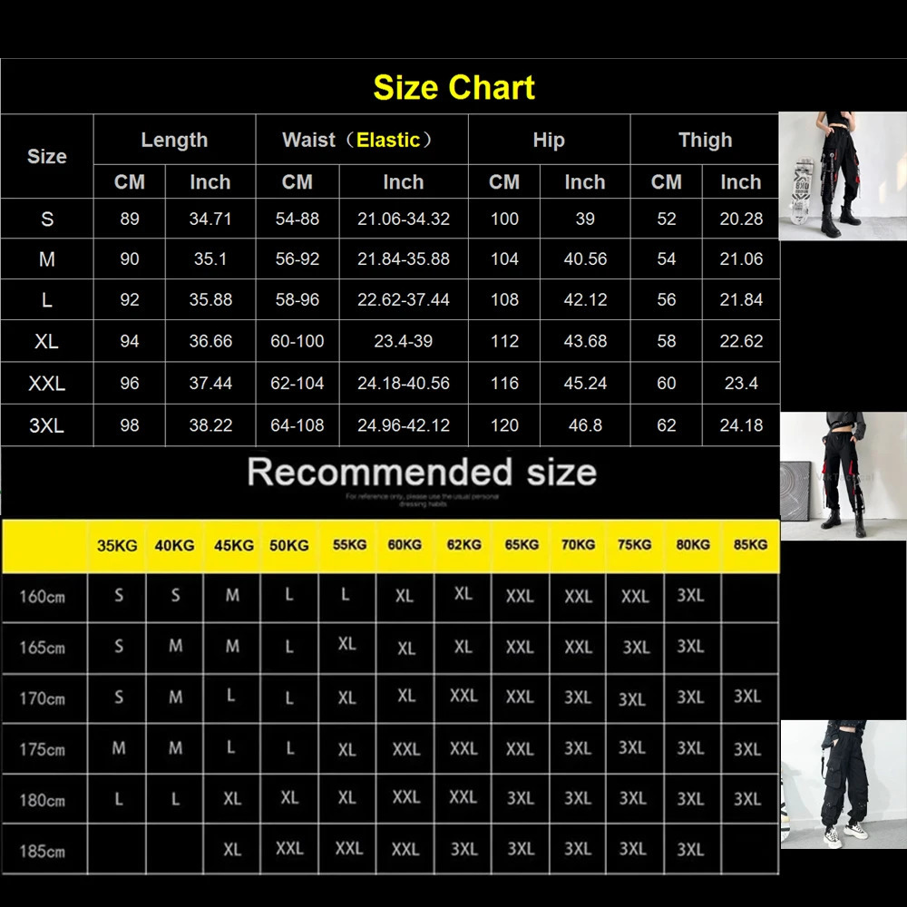 Women Cargo Pants Harem Pants Fashion Punk Pockets Jogger Trousers With Chain Harajuku Elastics High Waist Streetwear 250324