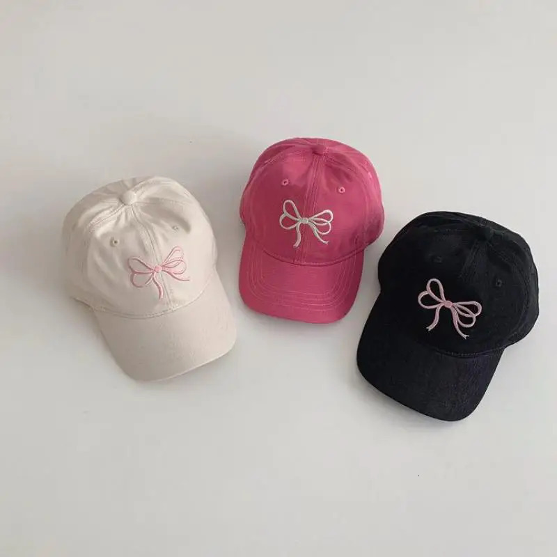 Children Embroidery Bow Peaked Cap Girl Baby Cotton Baseball Hat Kid Casual Cap Boy Outdoor Sunscreen Caps Toddler Fashion Hats 250326