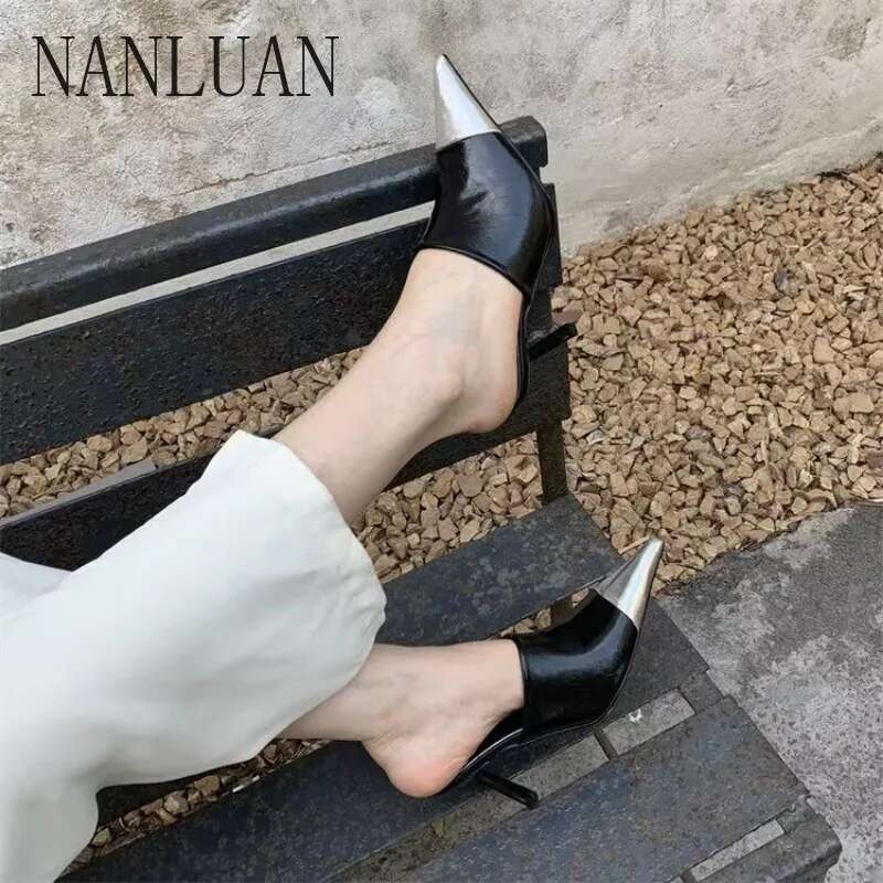 Boutique Autumn High-heeled Style High-end Stiletto Pointed Toe Women's Shoes Best-selg Banquet Fashion Slippers