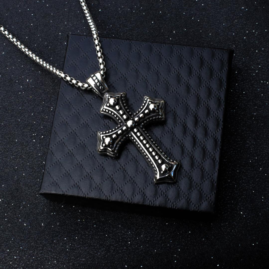 Retro Hip Hop Titanium Cross Necklace - Essential Punk Pendant for Trendy Men