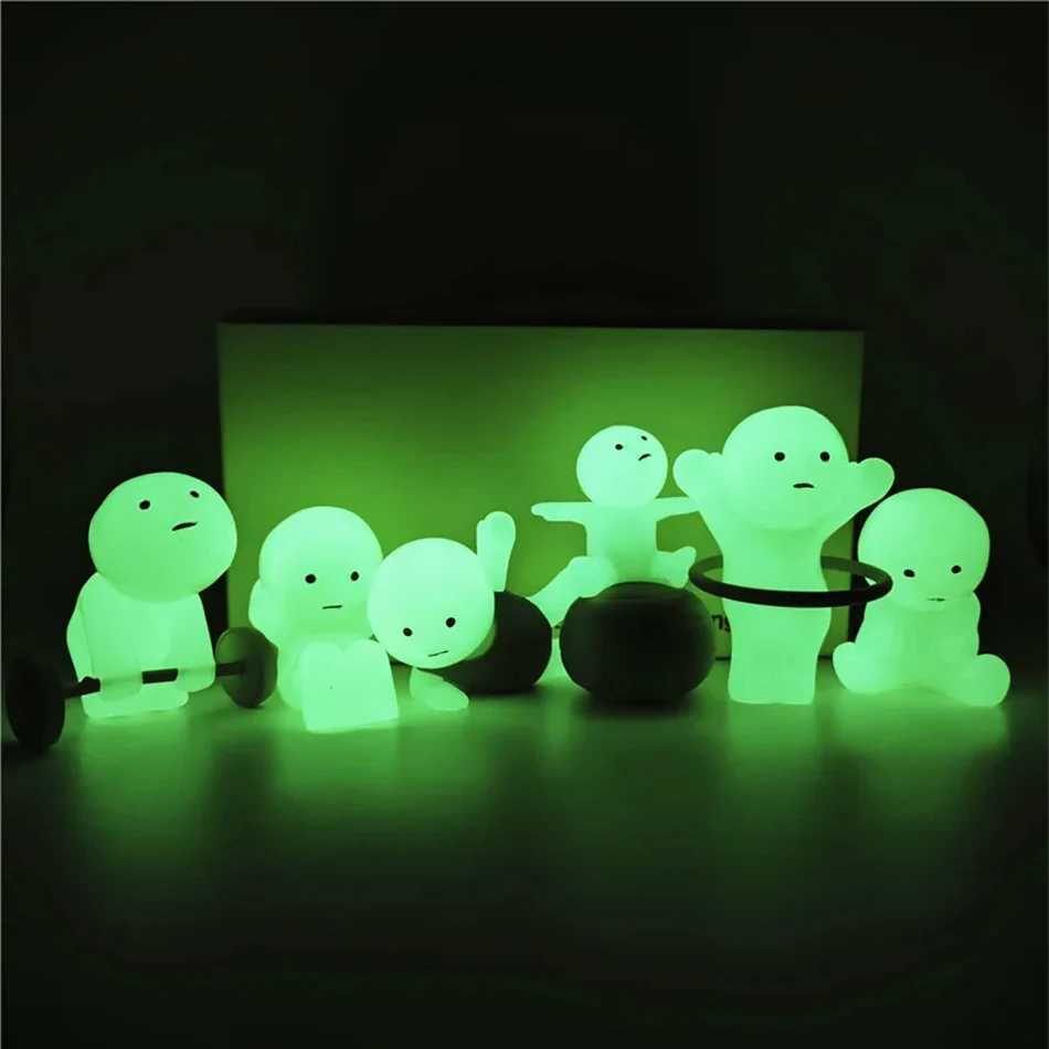 6 pieces/box SMISKI Exercise Series Noctilucent Green Doll Blind Box Mystery Box Action Figures Model Toys Fans Childrens Gifts X250327