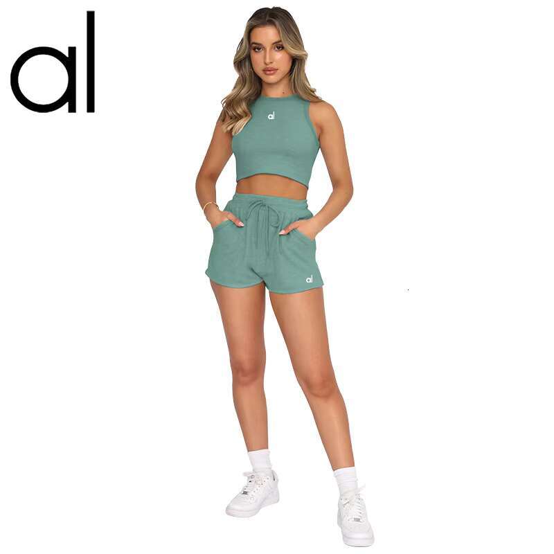 Yoga Summer New women Running shorts set Fitness kit sleeveless Shapewear women