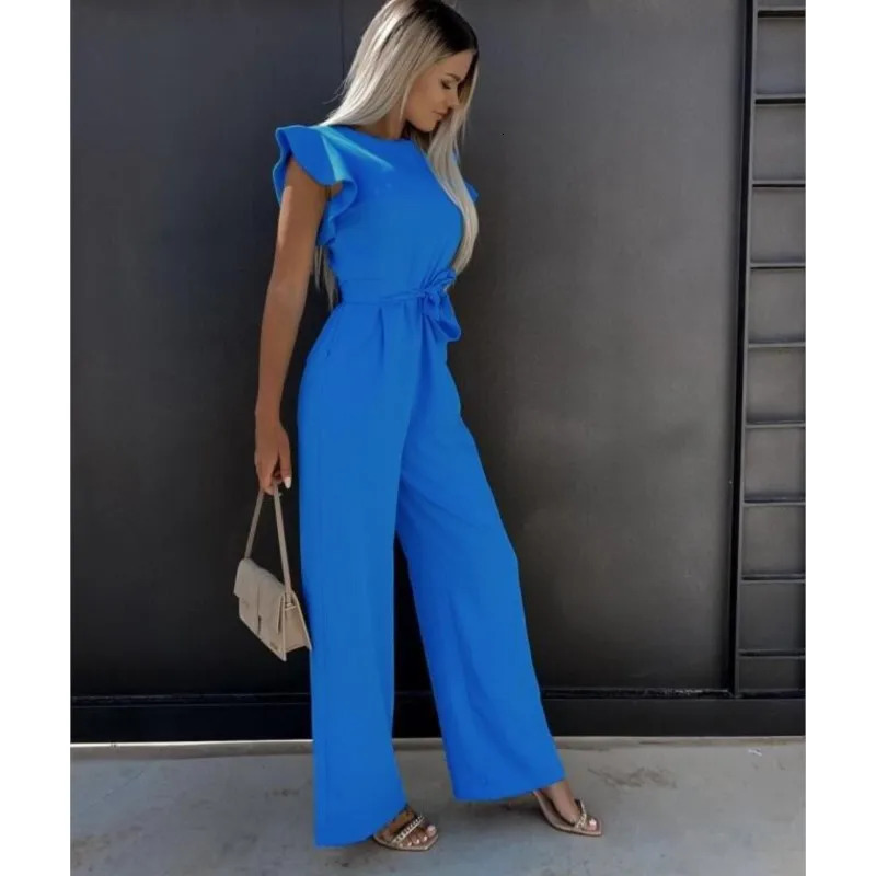 Womens casual pleated lace top womens summer jumpsuit fashionable rose red round neck short sleeved Playsuits 250326