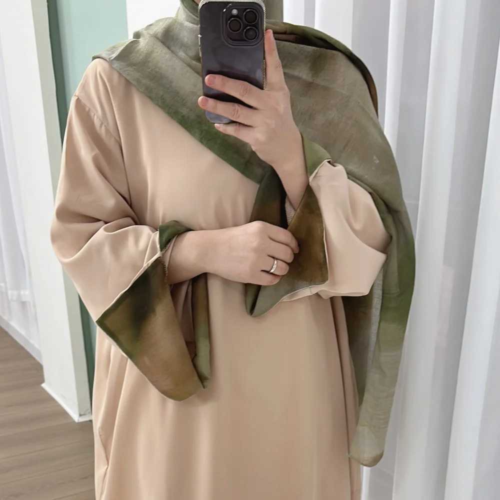 Oem new Abaya watercolor marble tie dye printing high-end Islamic Abaya set Islamic clothing Abaya Muslim womens clothing X250327