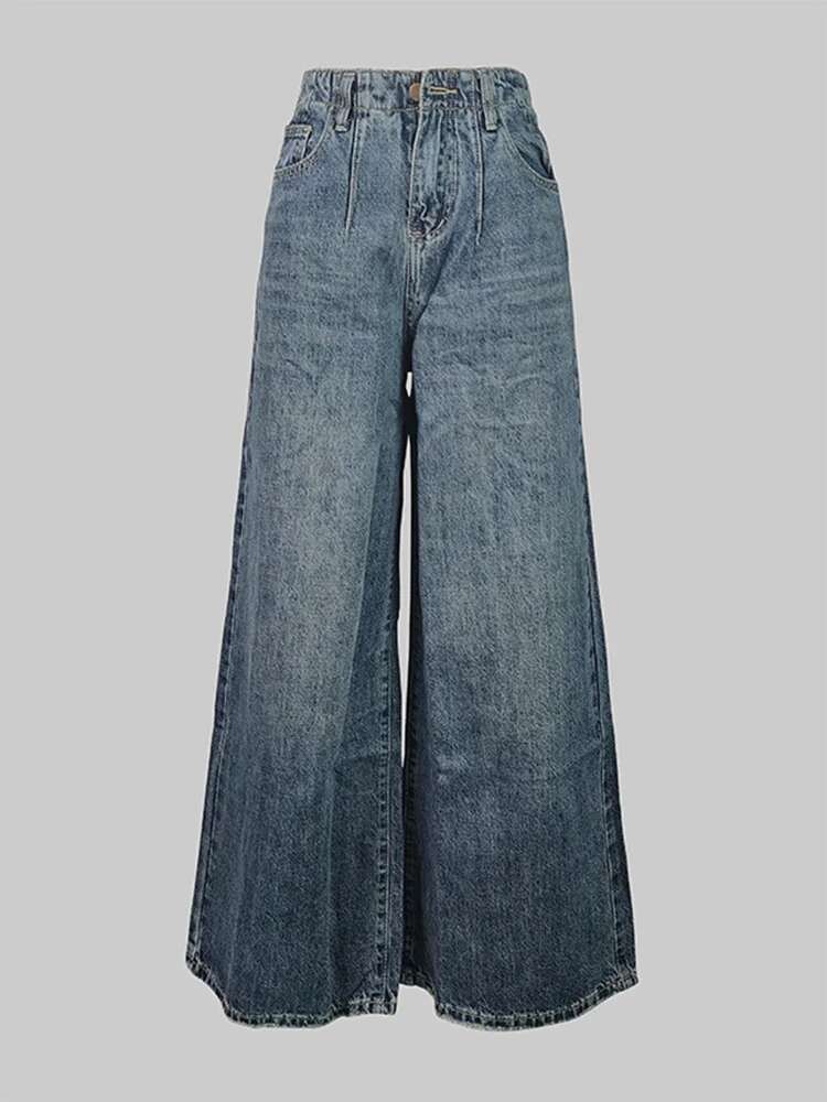 Modigirl Women's Fall Distressed Jeans 2024 New Spring Summer Fashion High Waist Wide Leg Loose Pockets Casual Pants Bottoms