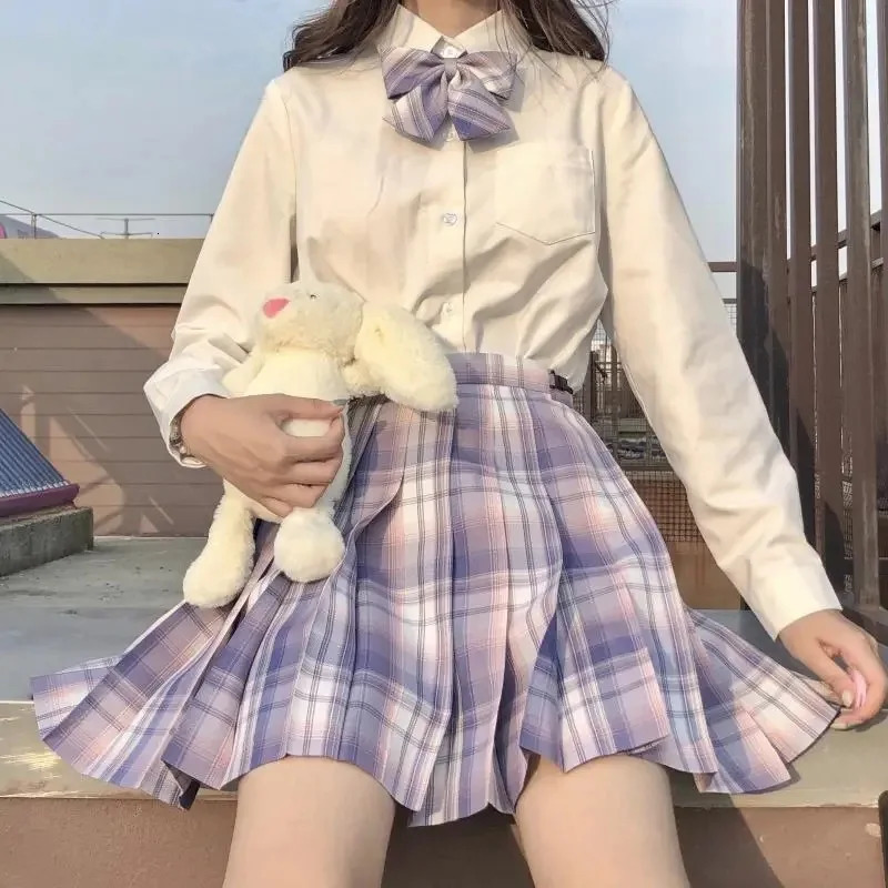 Japanese school uniform original Jk Plus size S8xl spring and autumn checkered skirt top bow set sailor 250326