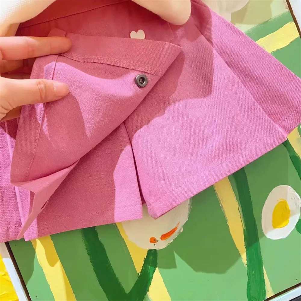 Fashion girls clothing set summer new heart-shaped printed doll collar T-shirt+shorts 2PCS set 3 4 5 6 8 year old childrenT250327