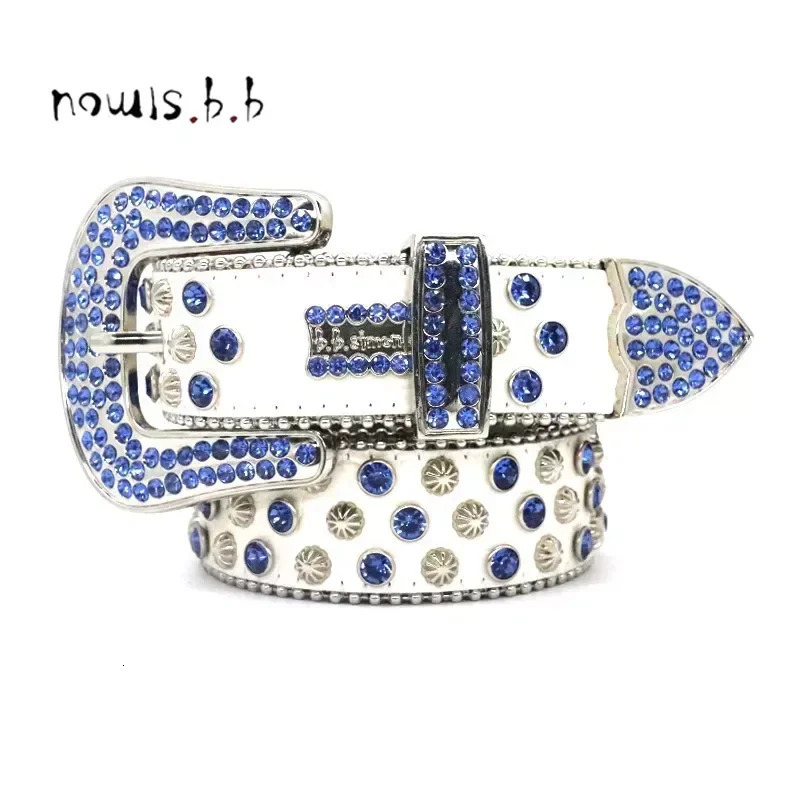 Belt for woman belt man bb belts shiny diamond waistbands white beaded skull snake pattern personalize 250312