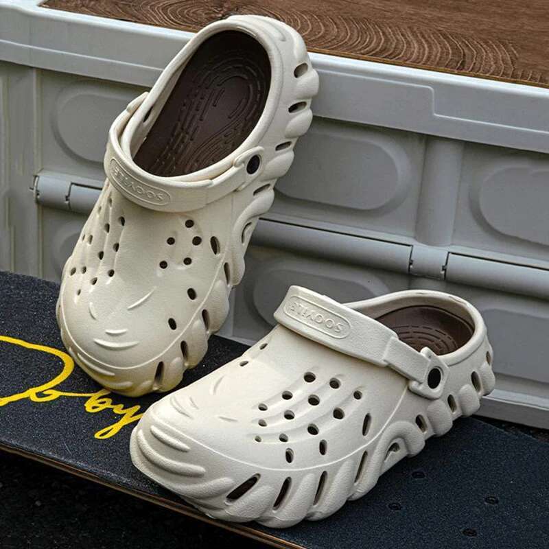 Men Fashion Platform Sandals Summer Comfy EVA Clogs Hollow Out Breathable Garden Shoes Man Thick Sole Non Slip Beach Slides