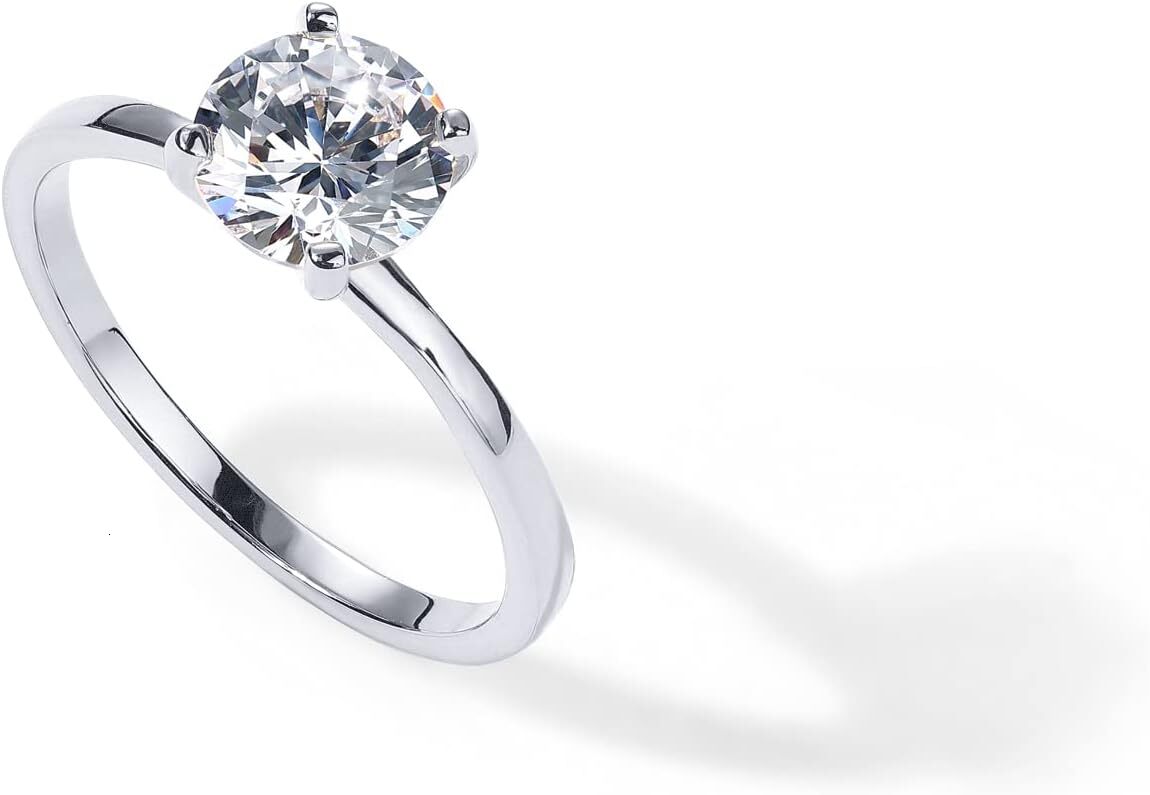 PAVOI 18K sterling silver round cut Solitare 15caratmo issanitewo mensen gagementri ngmo i ssanitewed dingrin ggem s toneenga gementring 5whi t egold 