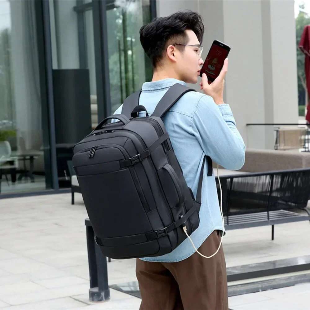 40Lexpandable USB Travel Backpack, Flight Approved Carry On Bags For Airplanes,Water Resistant Durable 17-Inch Backpack Men