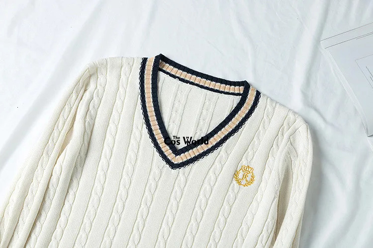 SXXL autumn and winter mens long sleeved knitted top with floral Vneck sweater suitable for JK school uniform student clothing 250326