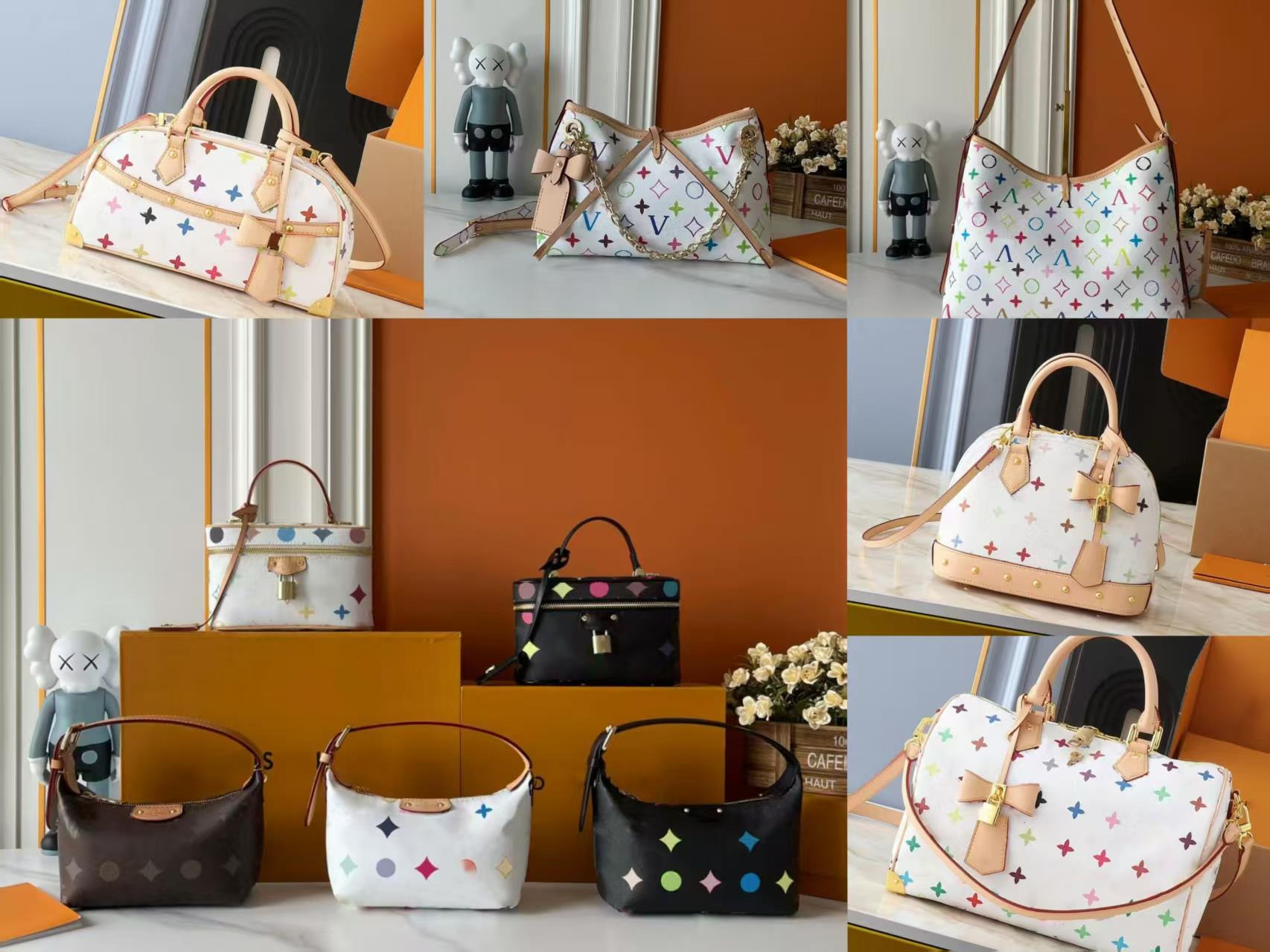 murakami bag designer women bags white multicolor bags canvas leather lady clutch takashi sunflower handbags crossbody purse luxury shoulder duffel bag purse25