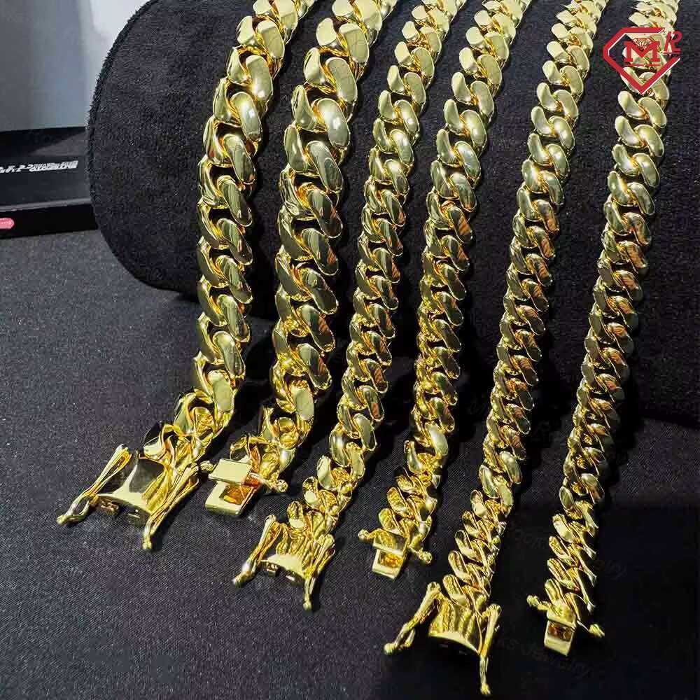Factory Direct Sales Copper Cuban Chain 24k Gold Plated Hip Hop 10mm 14mm Cuban Link Chain