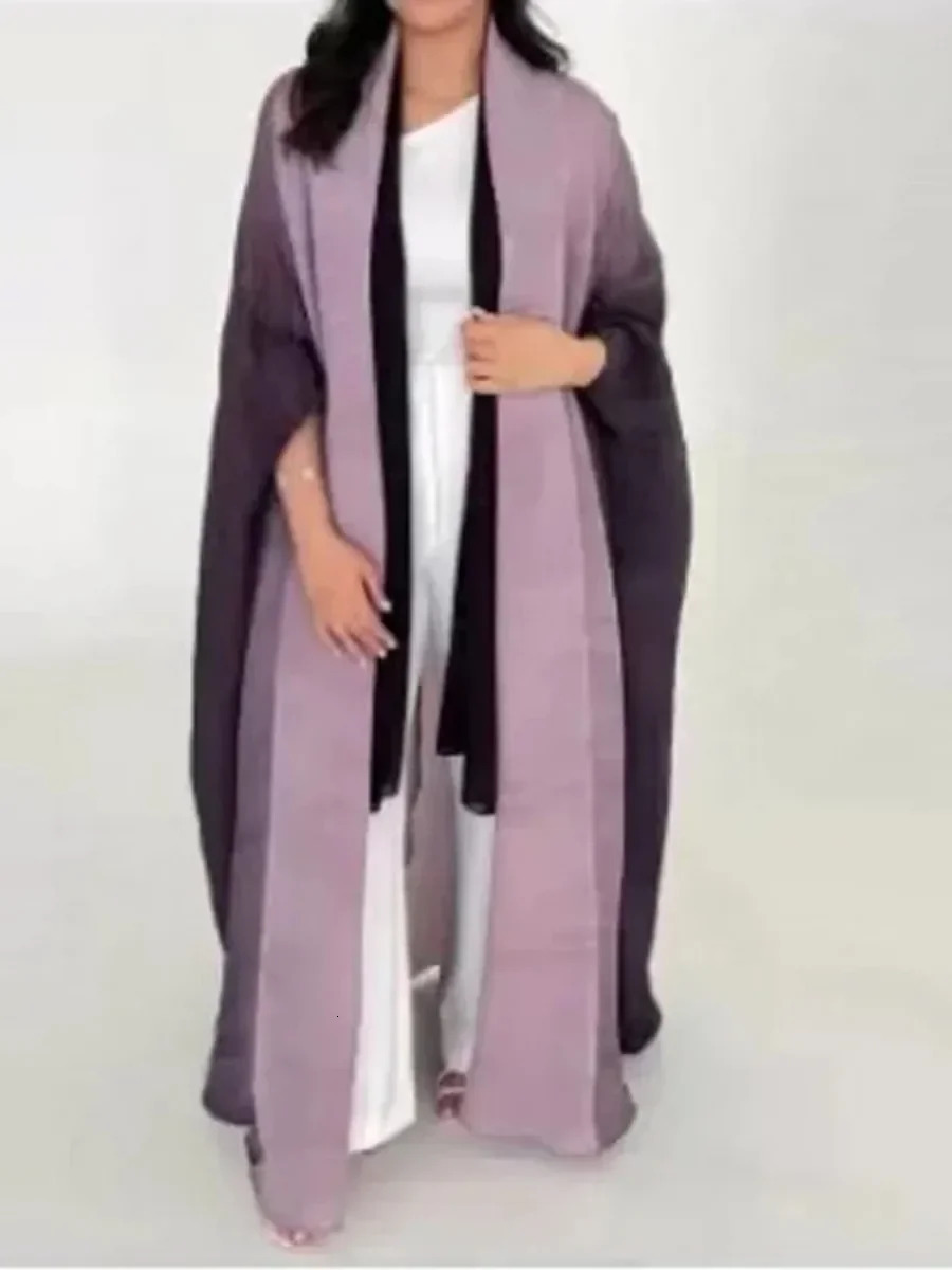 Muslim Abaya womens batsleeved pleated gradient cardigan cashmere sweater autumn Dubai plus size y jacket 250326