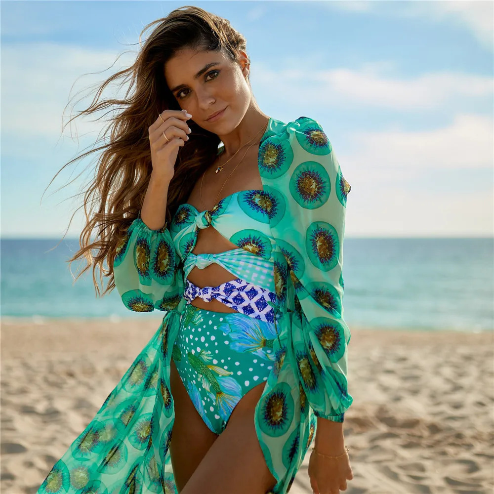 ly arrived VNeck onepiece swimsuit sexy floral print womens beach set 250327