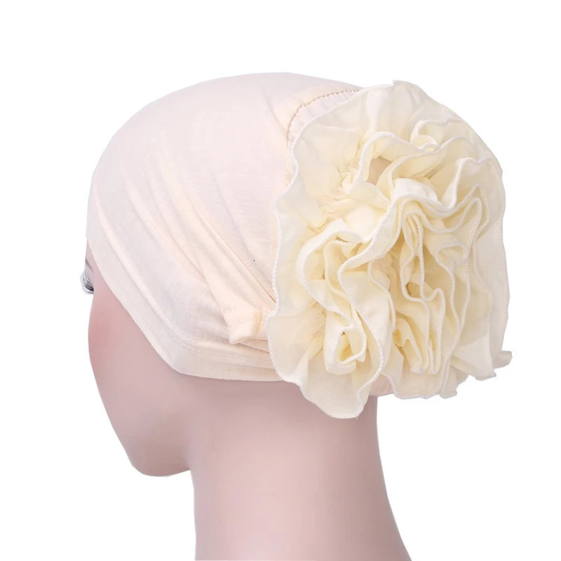 1 piece of womens floral hair with hat turbo hair accessories elastic cloth chemical bean womens Muslim solid hair shedding scarf and hat 250322