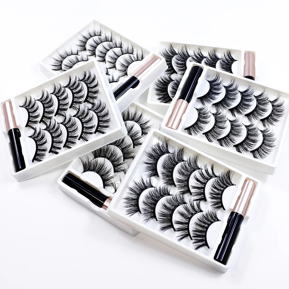 1/5 Pairs Magnetic Eyelashes Makeup False Lashes Bulk Items Wholesale Natural Magnetic Lashes Eyeliner Set 250324