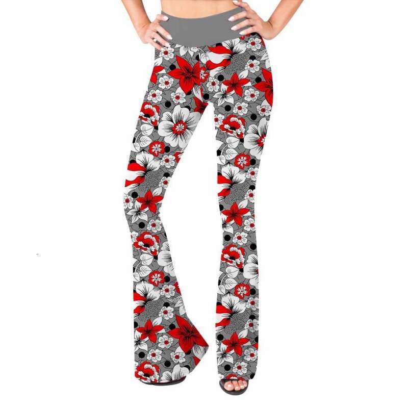 Women Yoga Pants New Fashionable Casual Sports Yoga Bell Bottom With Creative Digital Printing High Waisted Pants