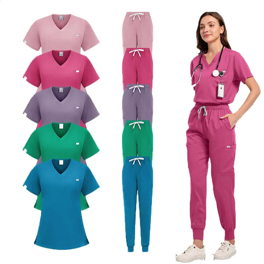High elasticity soft frosted set hospital uniform clinic workwear operating room plus and womens XSXXL 250326