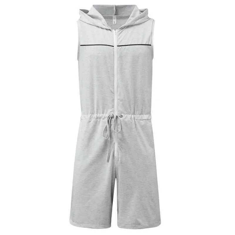 Mens summer clothing solid color short sleeved jacket casual street sports appeal jumpsuit S-3XLXJ250326