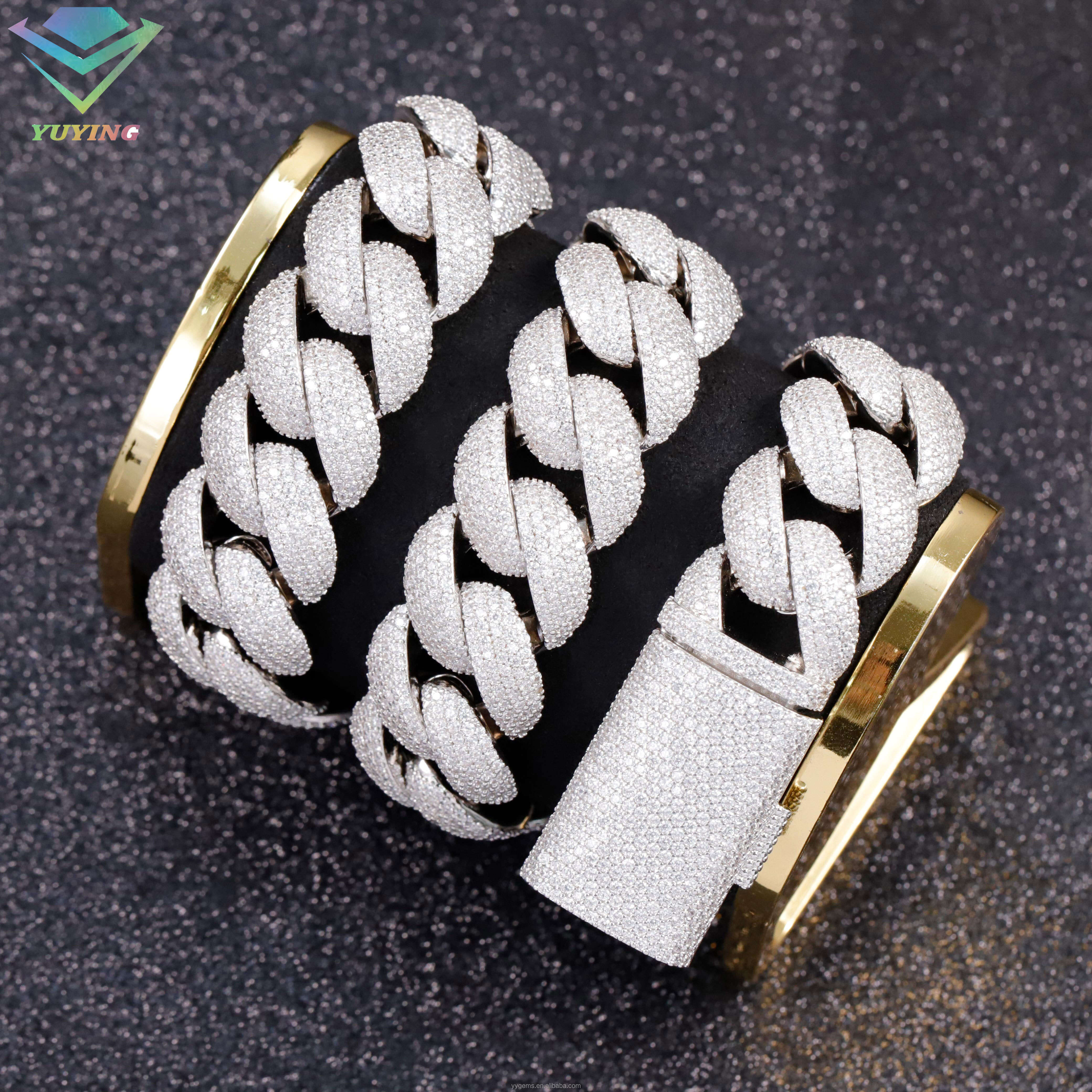 Hip Hop Luxury 20mm 5 Rows Diamonds Iced Out Moissanite S925 Silver Miami Cuban Link Chain Necklace Men With GRA Certificate