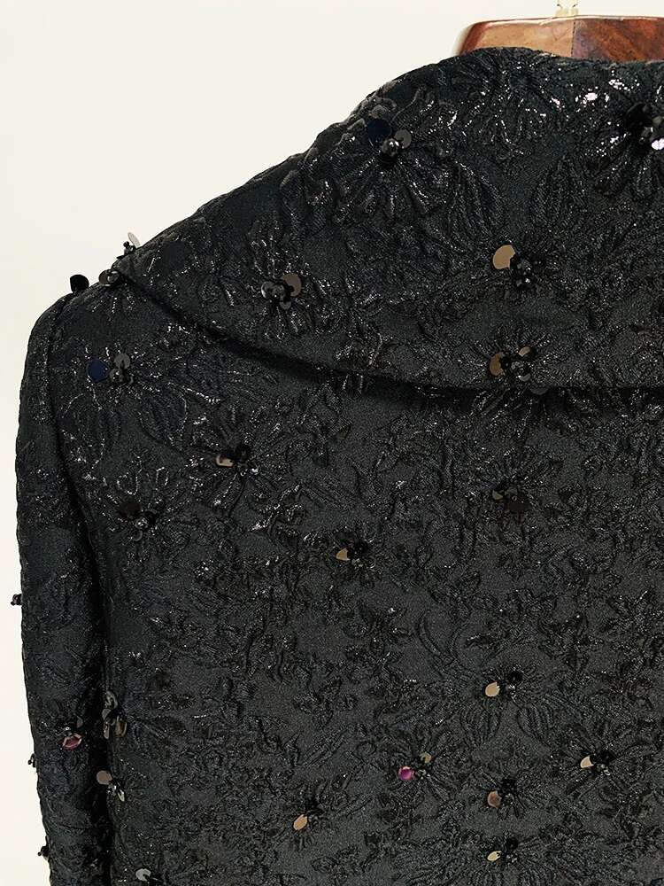 HIGH STREET Newest 2024 Runway Designer Women's Beaded ral Jacquard Trimmed Jacket