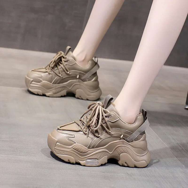 Chunky Women's Sneakers Internal Increase Leather Casual White Ladies Shoes Trainer Platform Sneaker Womens atillas Mujer